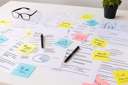 تصویر پیام‌ها و تسک‌های زیاد روی میز